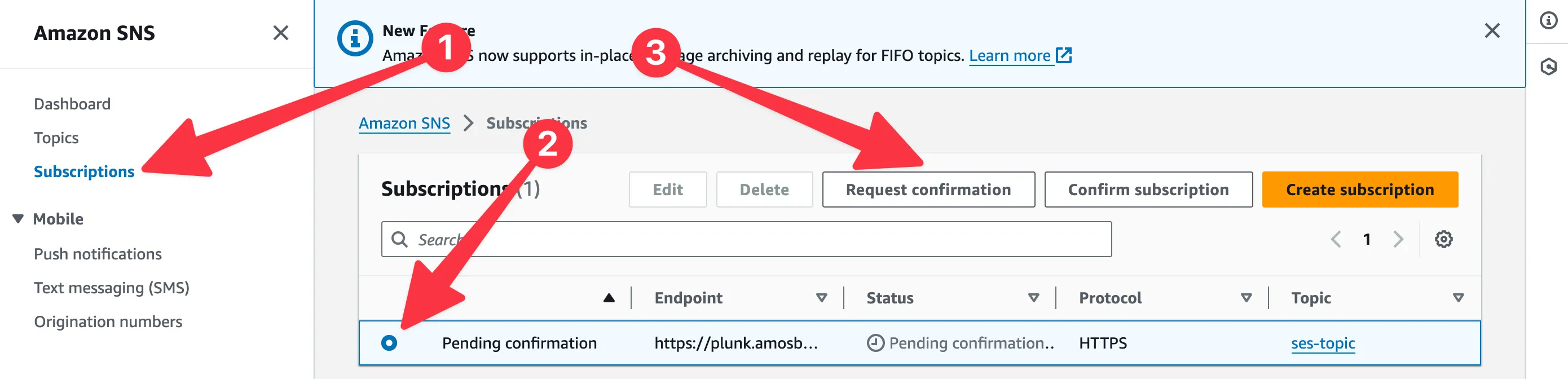 Confirm SNS subscription on AWS